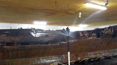 Debraak Ship Being Sprayed by Water