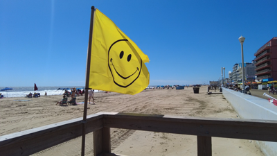 Smiley Face Flag at Ocean City Beach