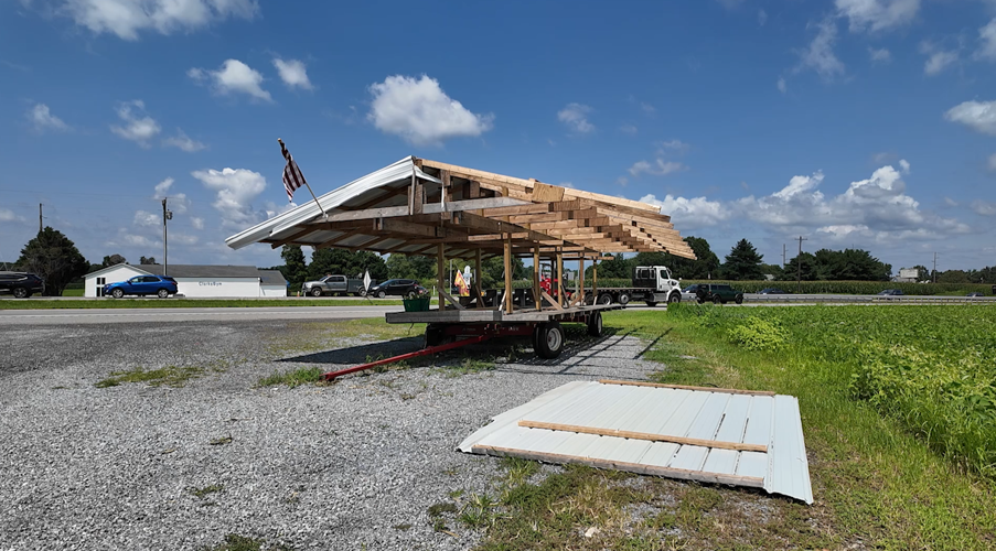 Along Route 50, the Tuesday night's storm ripped the roof off Taylor's Produce stand and dragged the structure into the field behind it.