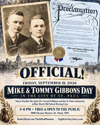 ST. PAUL DECLARES SEPTEMBER 18 “MIKE & TOMMY GIBBONS DAY” AS NEW BOOK REVIVES FORGOTTEN BOXING LEGENDS