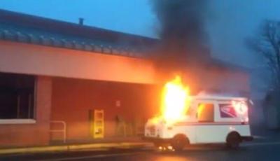 Mail Truck Catches Fire in Easton