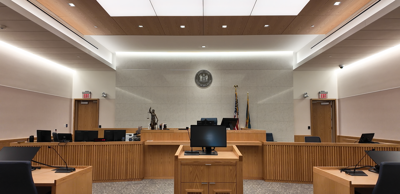 Courtroom in the new Kent County Family Court building.