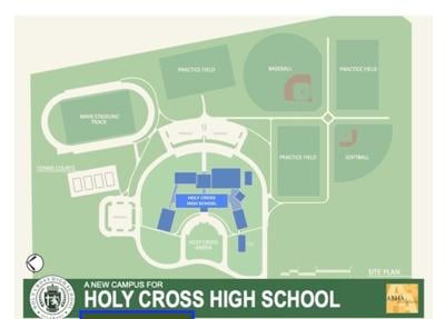Site plan for the Holy Cross High School in Frederica.