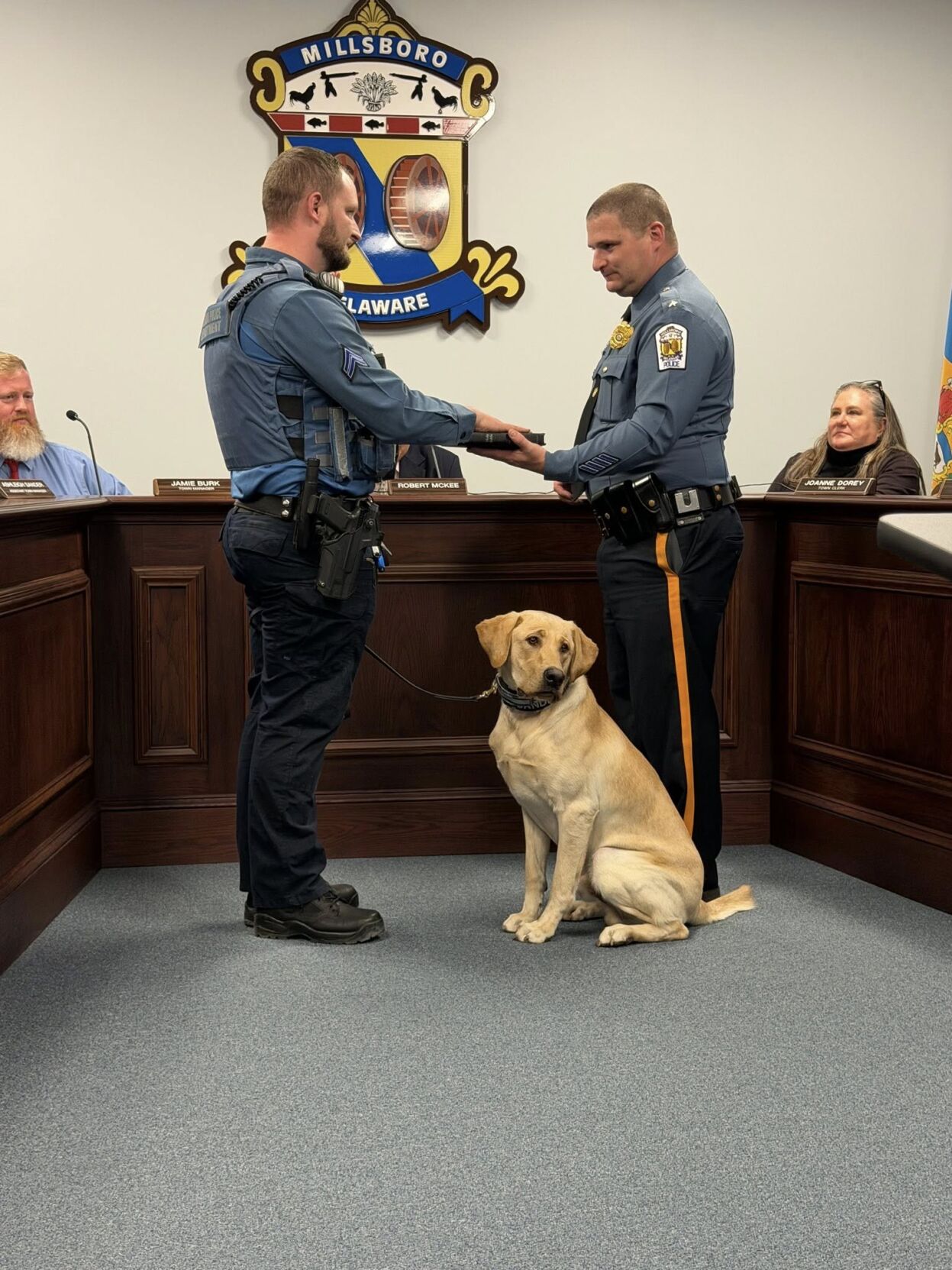 Millsboro Police Department swears in new Police Chief, introduces its first K9 Unit