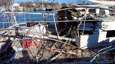 Rebecca T. Ruark Skipjack In Ruins After Car Crashes Into It
