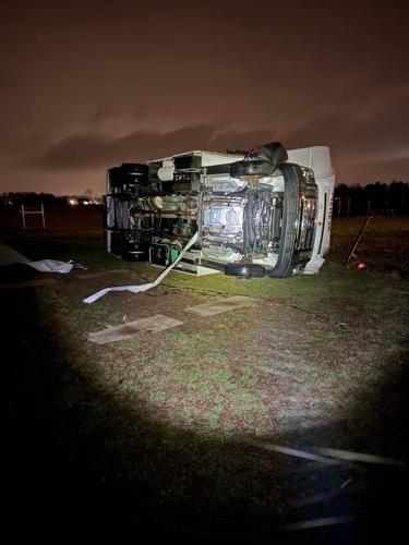 RV overturned by storm