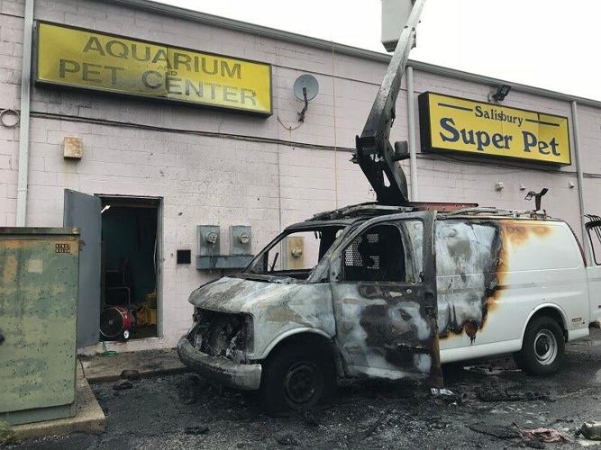 Van a Total Loss After Catching Fire in Back of Salisbury Pet Store