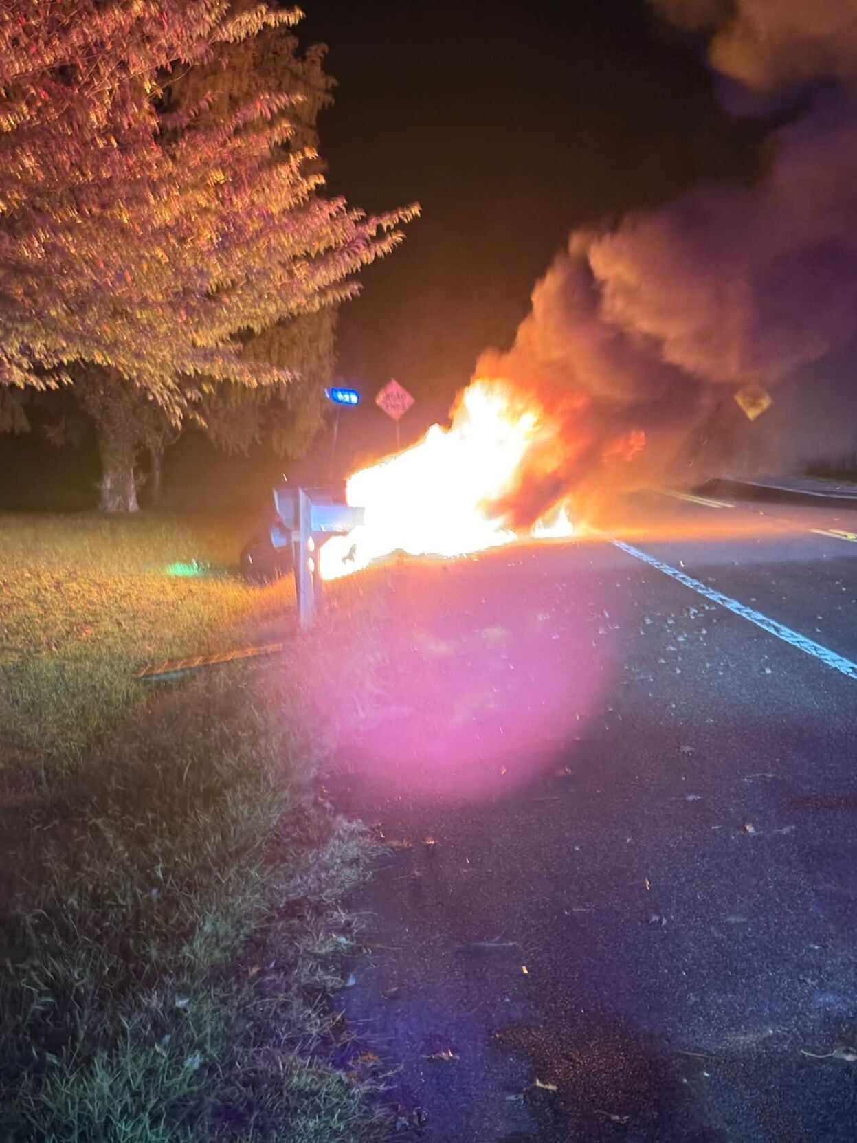 Car on fire on Romancoke Road in Stevensville