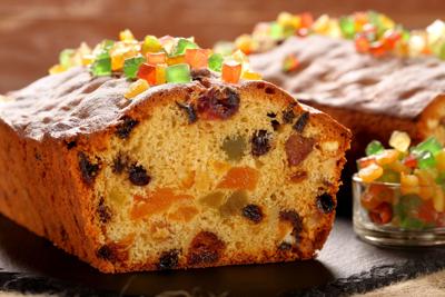 Easter fruitcake on the stone background