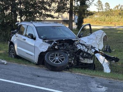 Truck in middle of road after a crash in Delmar, 10/20.