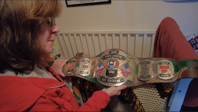 Jana Pugh Holding Son, Jamin's, Championship Belt