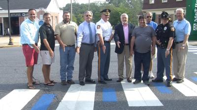Milton Paints Crosswalks Blue for Police