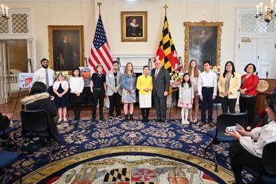Hogan with Healthcare Heroes poster competition winners
