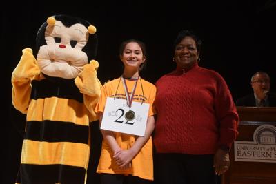 2017 Md Eastern Shore Regional Spelling Bee_mascot Erin Welch & Dr. Juliette Bell