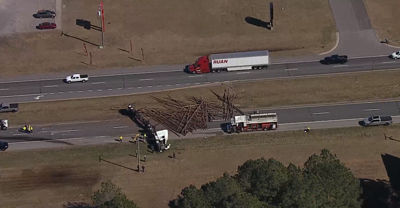 Overturned Logging Truck