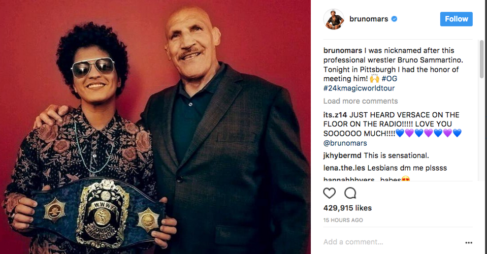 Bruno Mars meets his namesake: Pittsburgh's Bruno Sammartino | Titan Radio  | wcn247.com