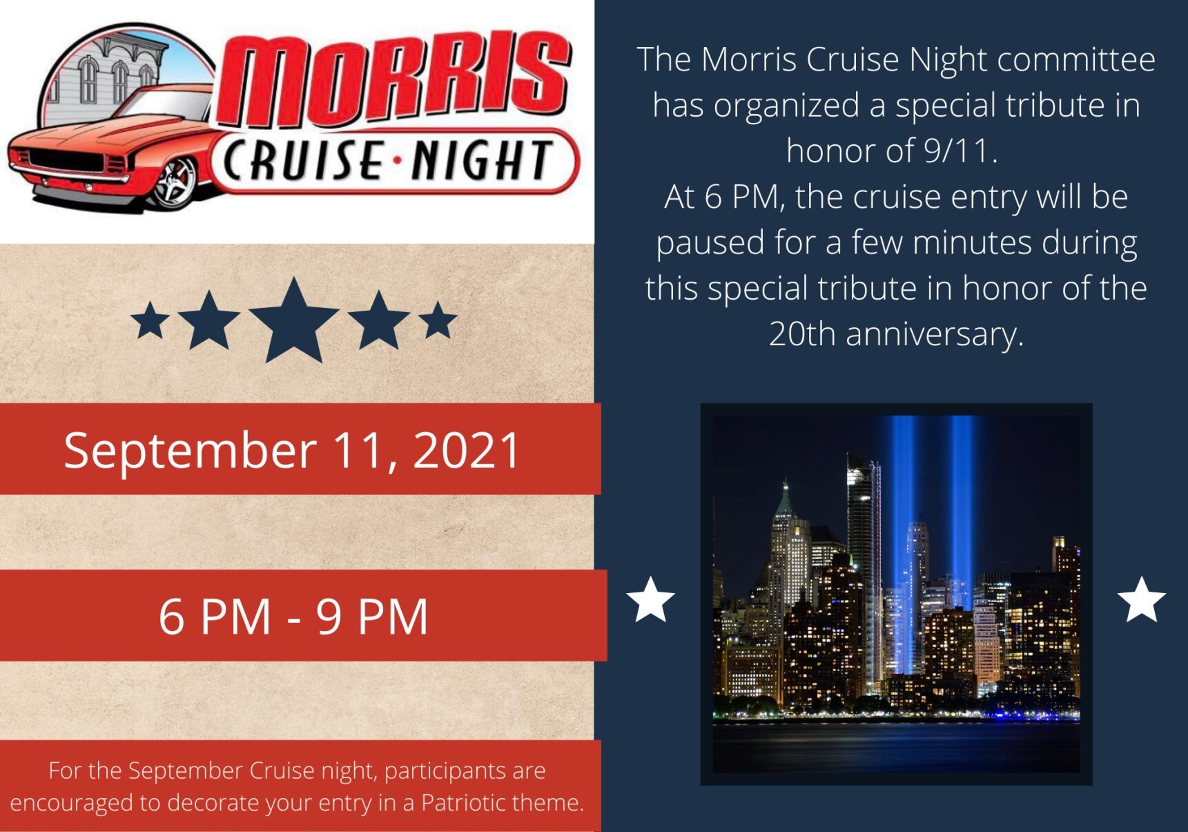 Morris Cruise Night To Hold 9/11 Memorial Parade Saturday Evening