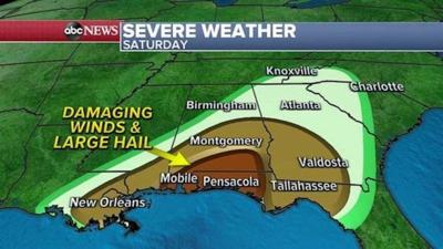 Another round of severe storms expected Saturday in South