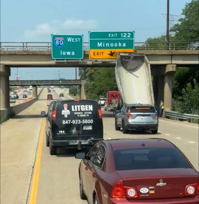 Dump Truck Strikes Bridge on Interstate 80 in Minooka | Local News ...