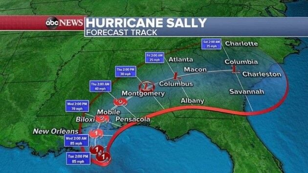 Hurricane sally rainfall totals map