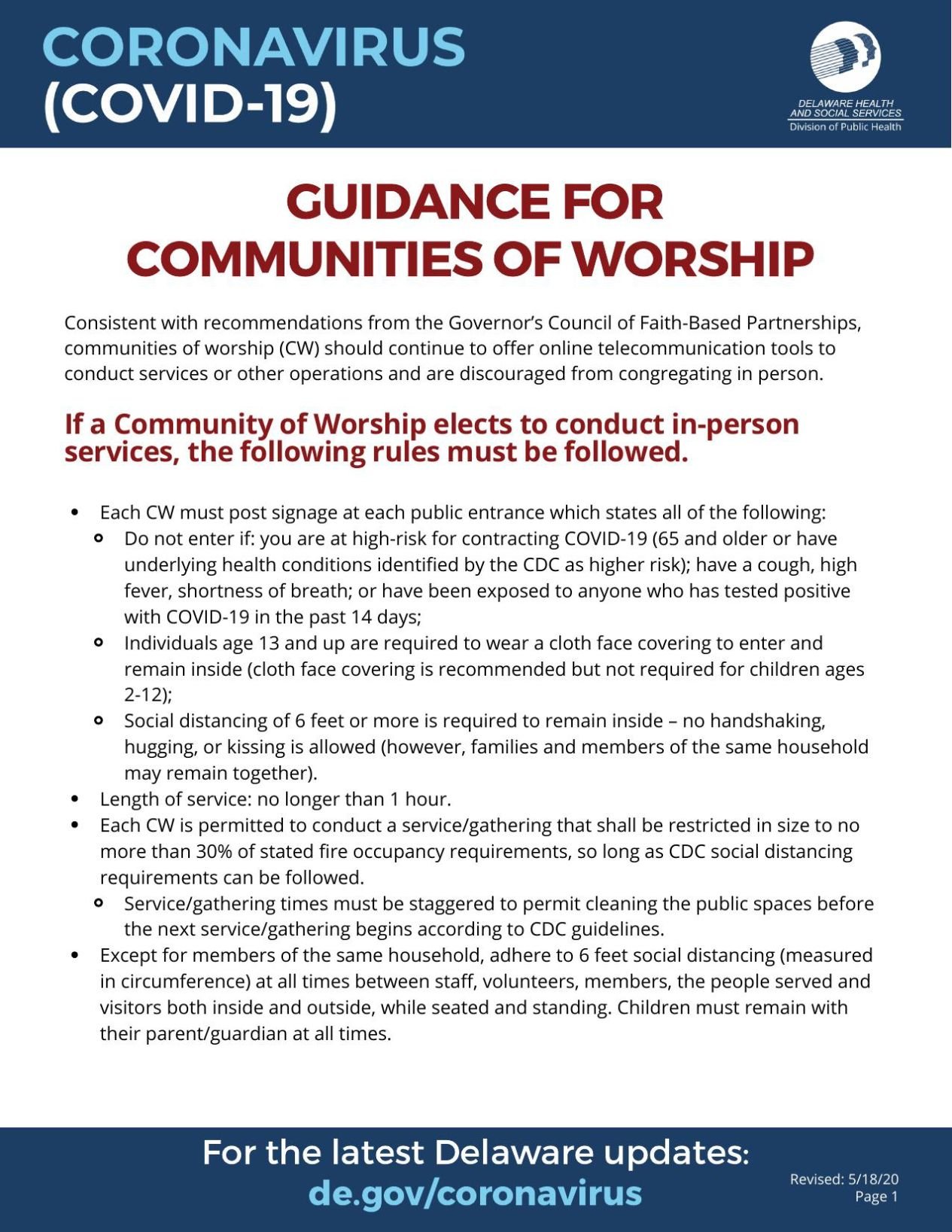 Updated Worship Guidance 051920