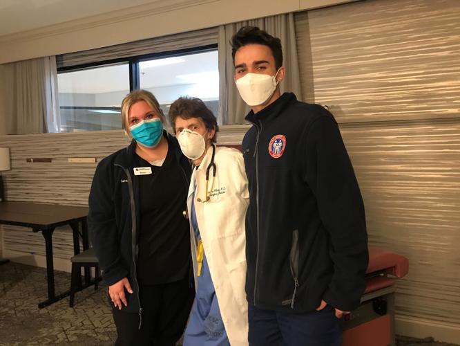 Dr. Gibney and volunteers