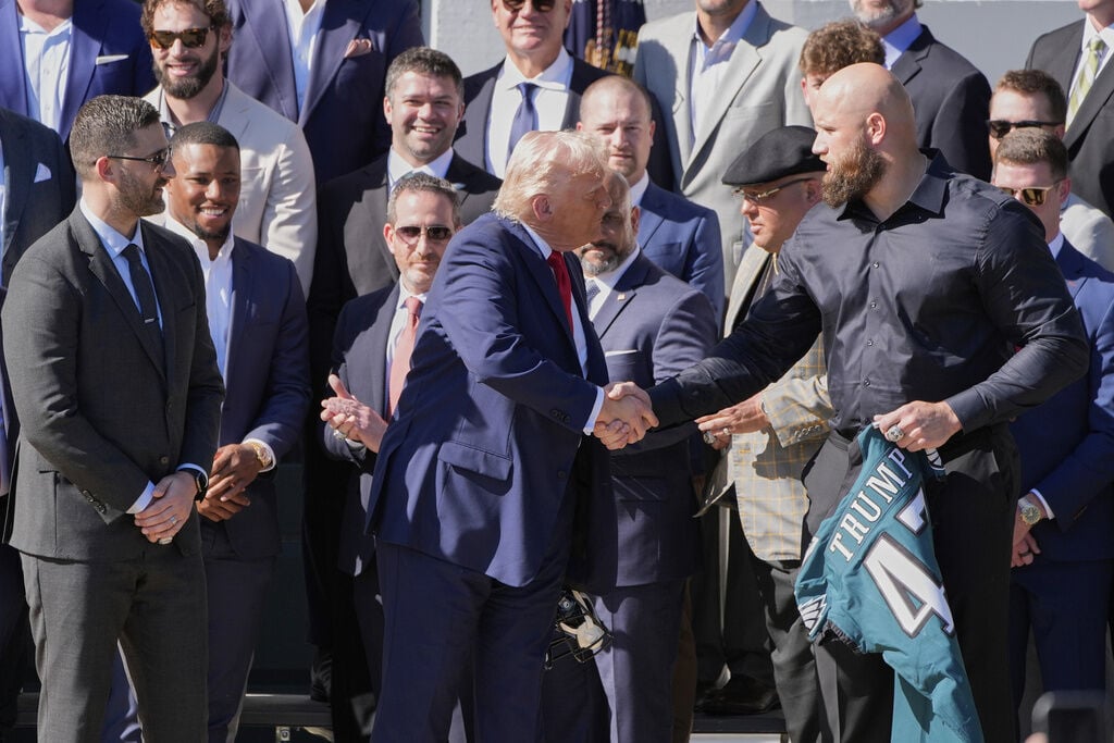 Trump celebrates the Super Bowl champ Eagles at White House, but star QB Jalen Hurts skips ceremony