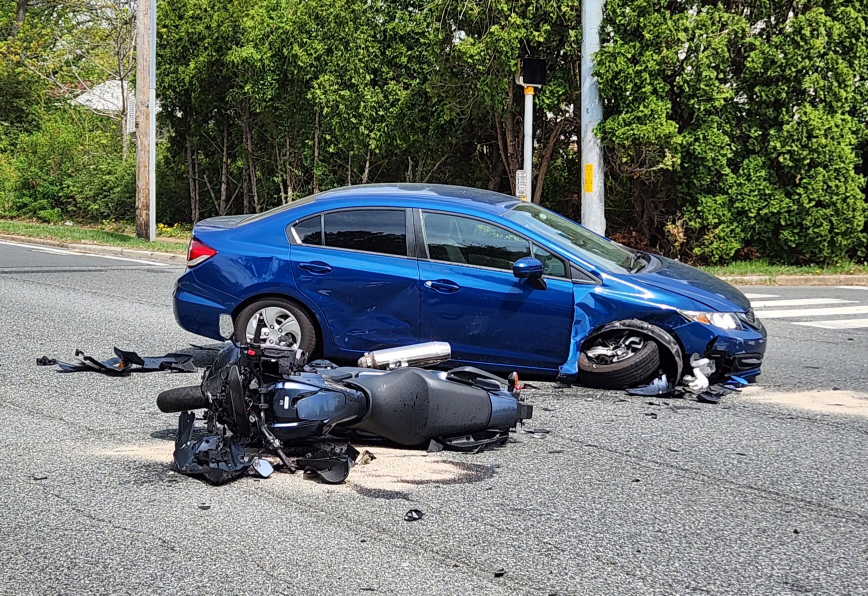 One critically hurt in Foulk Road motorcycle crash