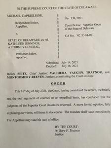 UPDATE Delaware Supreme Court rules removed police chief can be sworn