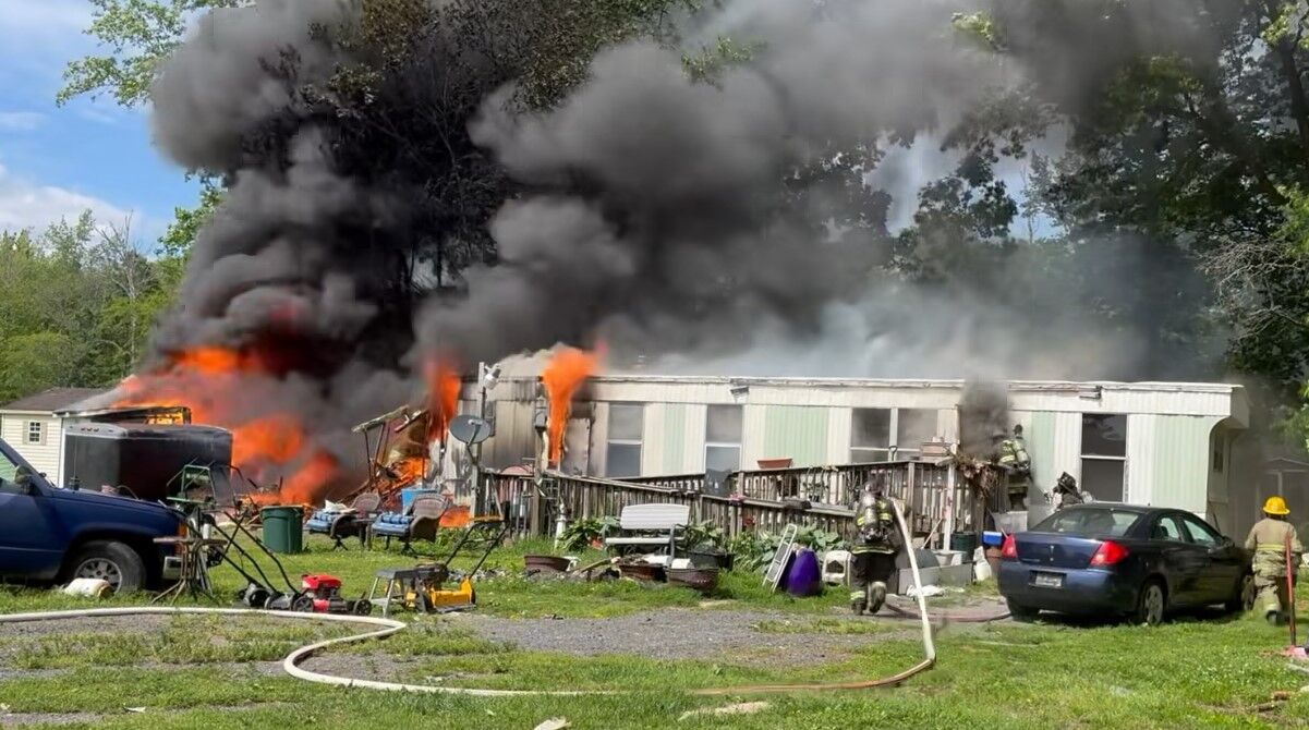 House trailer fire in Clayton