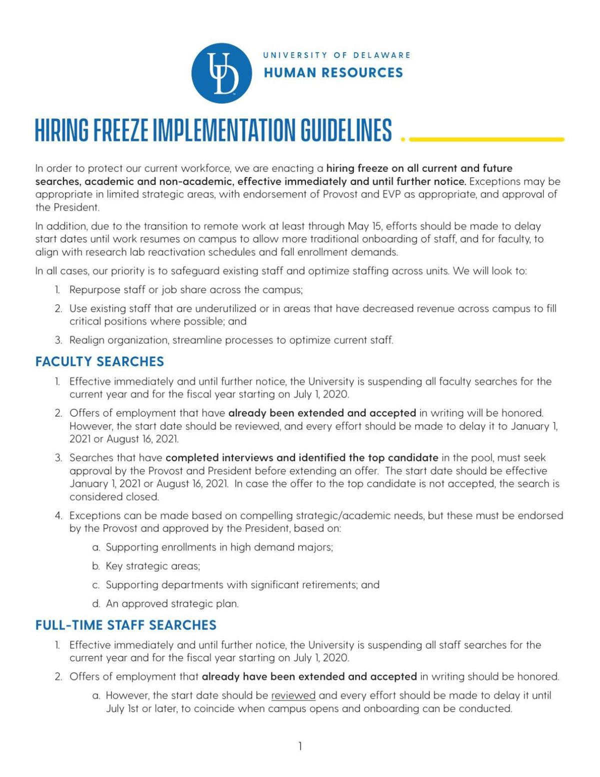 university of delaware 2021 calendar