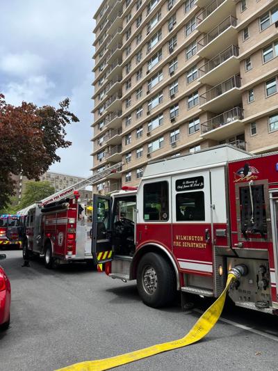 Wilmington Fire crews extinguish a fire at the Dorset Apartments