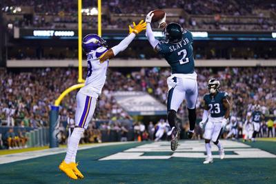 Vikings wide receiver Justin Jefferson will challenge the Eagles defense