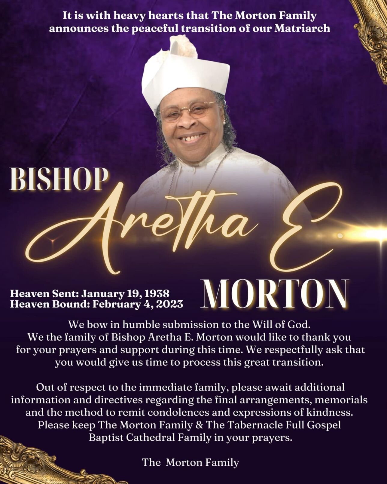 Barrier-breaking Bishop Aretha Morton Passes Away At Age 85 | The ...