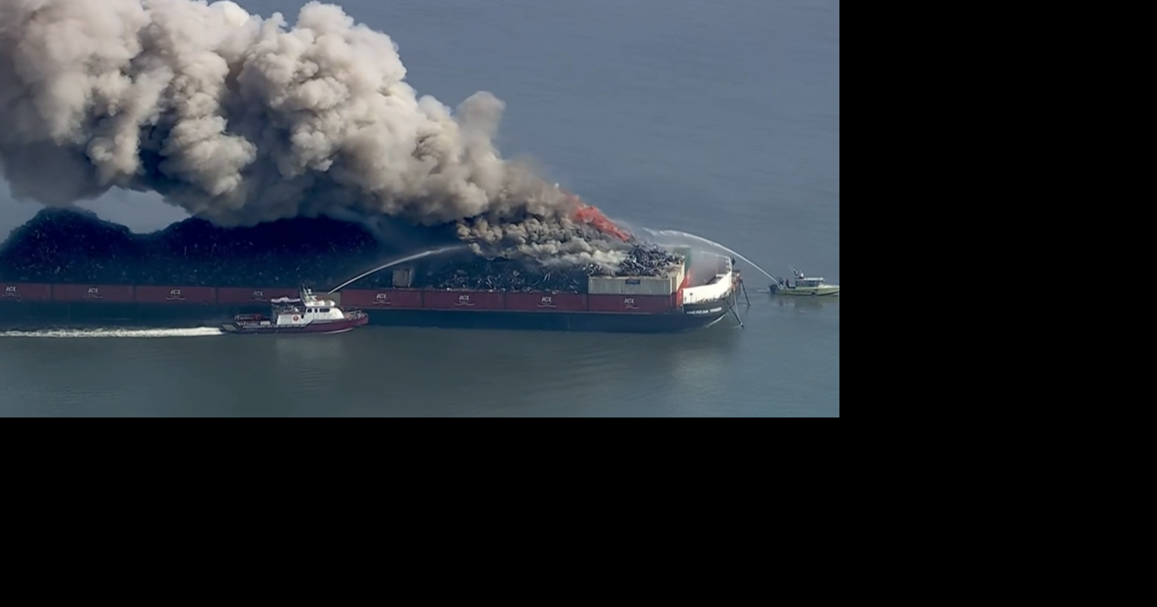 VIDEO | Fire on salvage metal barge being fought in northern Delaware Bay