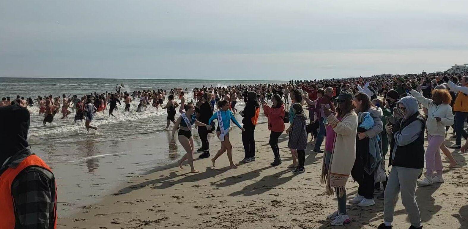 Record warmth can't dampen the ocean's chill as 'Polar Bears' plunge in