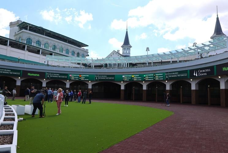 Paddock and Twin Spires at Churchill Downs.JPG