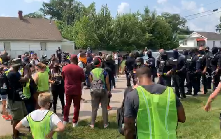 Until Freedom Protesters near LMPD in gear