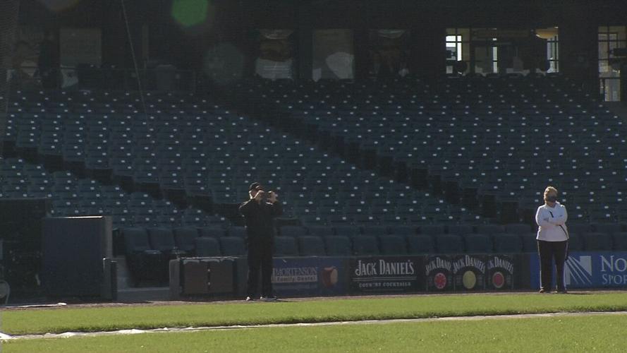 People at Louisville Slugger Field open house event