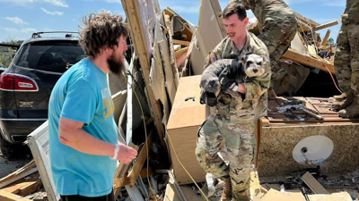Kentucky National Guard rescues dog from Laurel County storm rubble