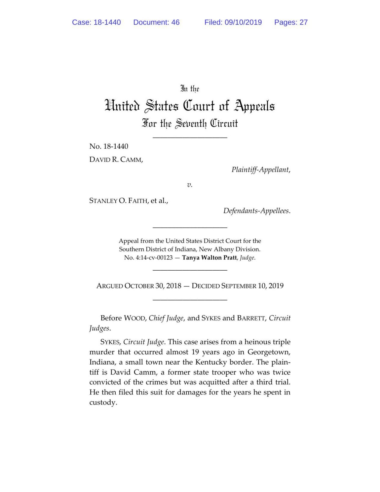 David Camm Lawsuit