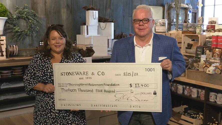Stoneware & Co. Presents Check to Thoroughbred Retirement Foundation