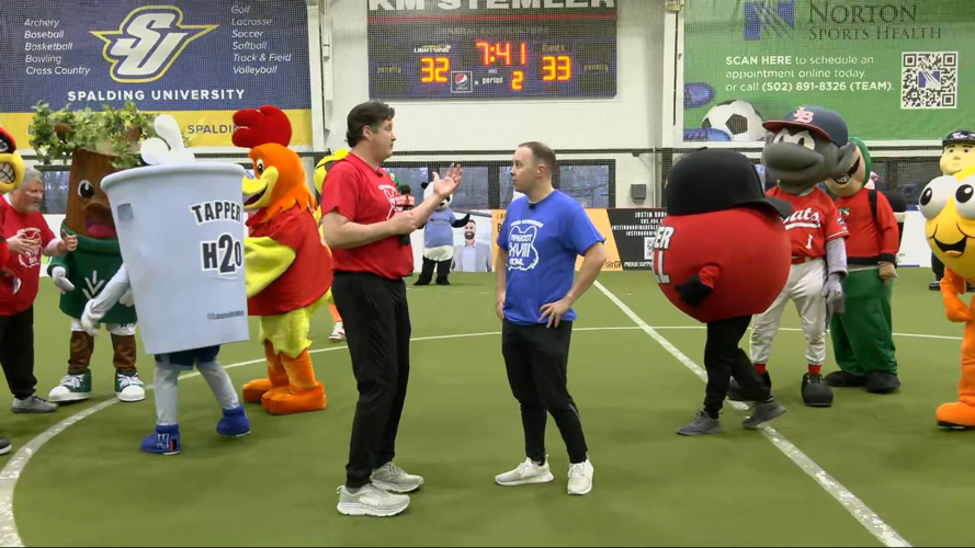 Dalton Godbey and Keith Kaiser at WDRB Mornings' Mascot Bowl XVIII
