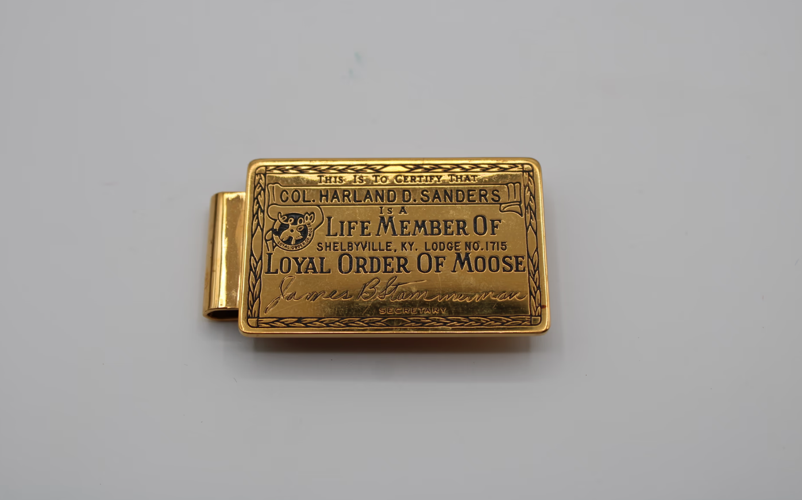 Engraved Queen Elizabeth II Coin Money Clip Presented to Colonel Harland Sanders