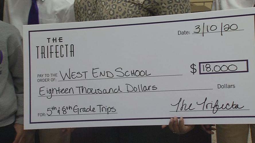West End School $18,000 check presentation on March 10, 2020