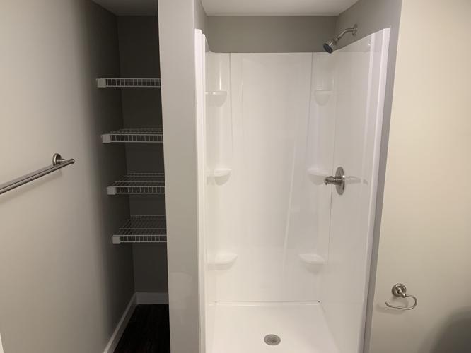 A bathroom inside the Clarksville Lofts