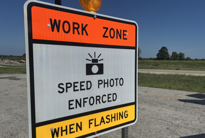 Work Zone Speed camera warning sign