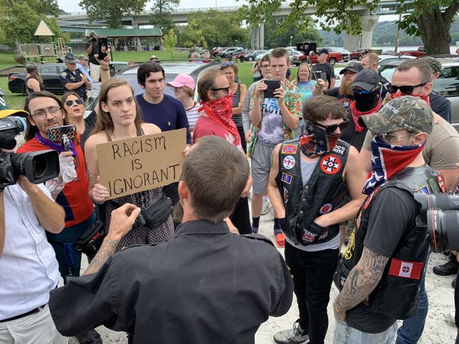 Members of the KKK and counter-protesters