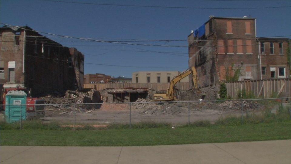 Officials tear down historic North Vernon buildings that burned in