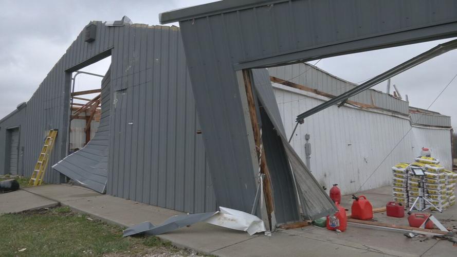 Tornado damage to barn in Hardin Co., off St. John Road